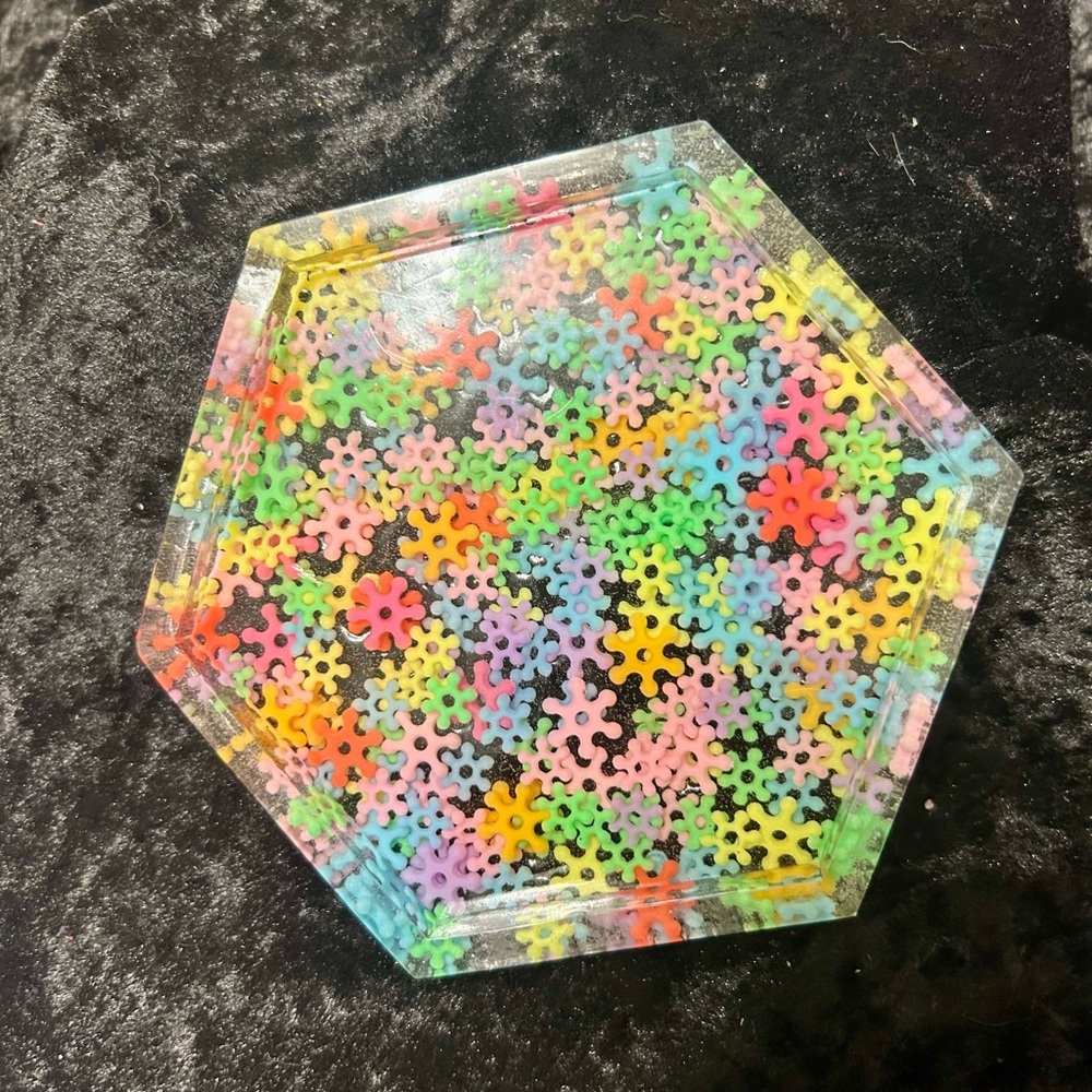 Colorful Hexagonal Puzzle Piece Coaster